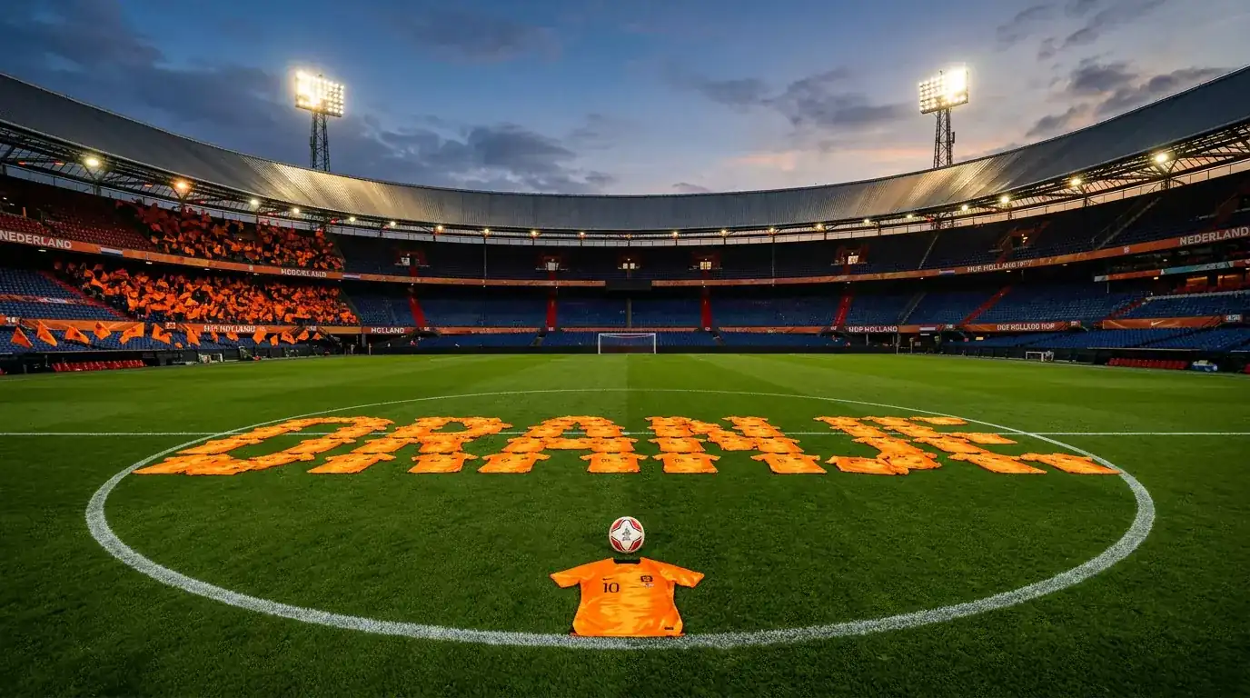 Nederland landslag i oransje drakter på fotballbane under VM 2026