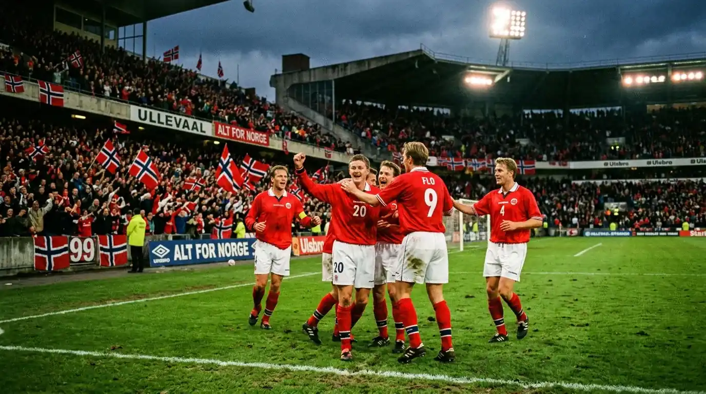 Norske landslag feirer seier over Brasil VM 1998