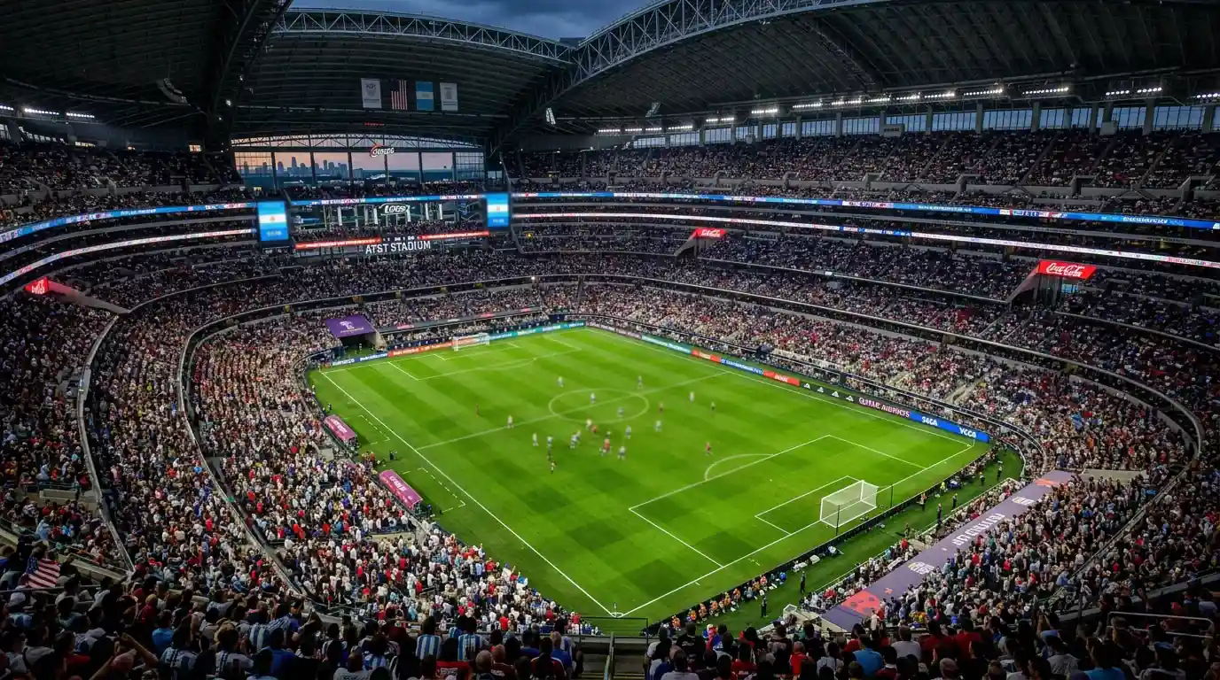 Fotballkamp mellom VM-favoritter med fullsatt stadion