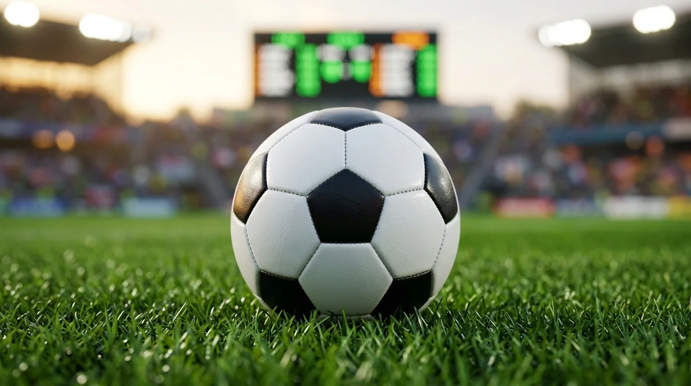 Oddstavle og fotball på grønt gress før VM-kamp