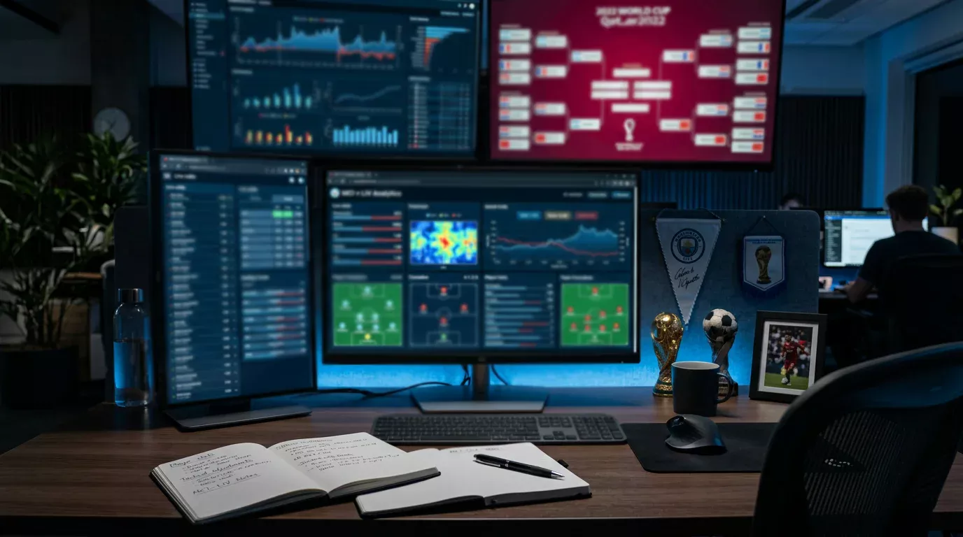 Analyseskjerm med odds og statistikk for VM 2026 fotball